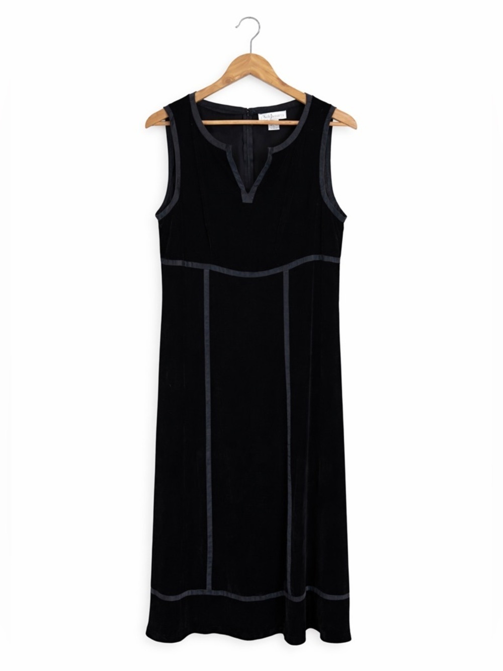 Silk Assets DVF Black Velvet Midi Dress Sleeveless Notch Neck 1X Dark Romantic